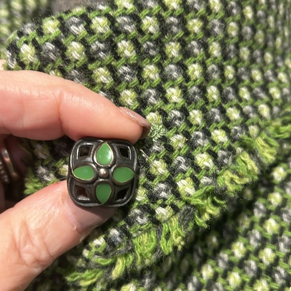 Bianca Lined Green Black Boucle Tweed Enameled Buttons US Sz 8 - Picture 3 of 8